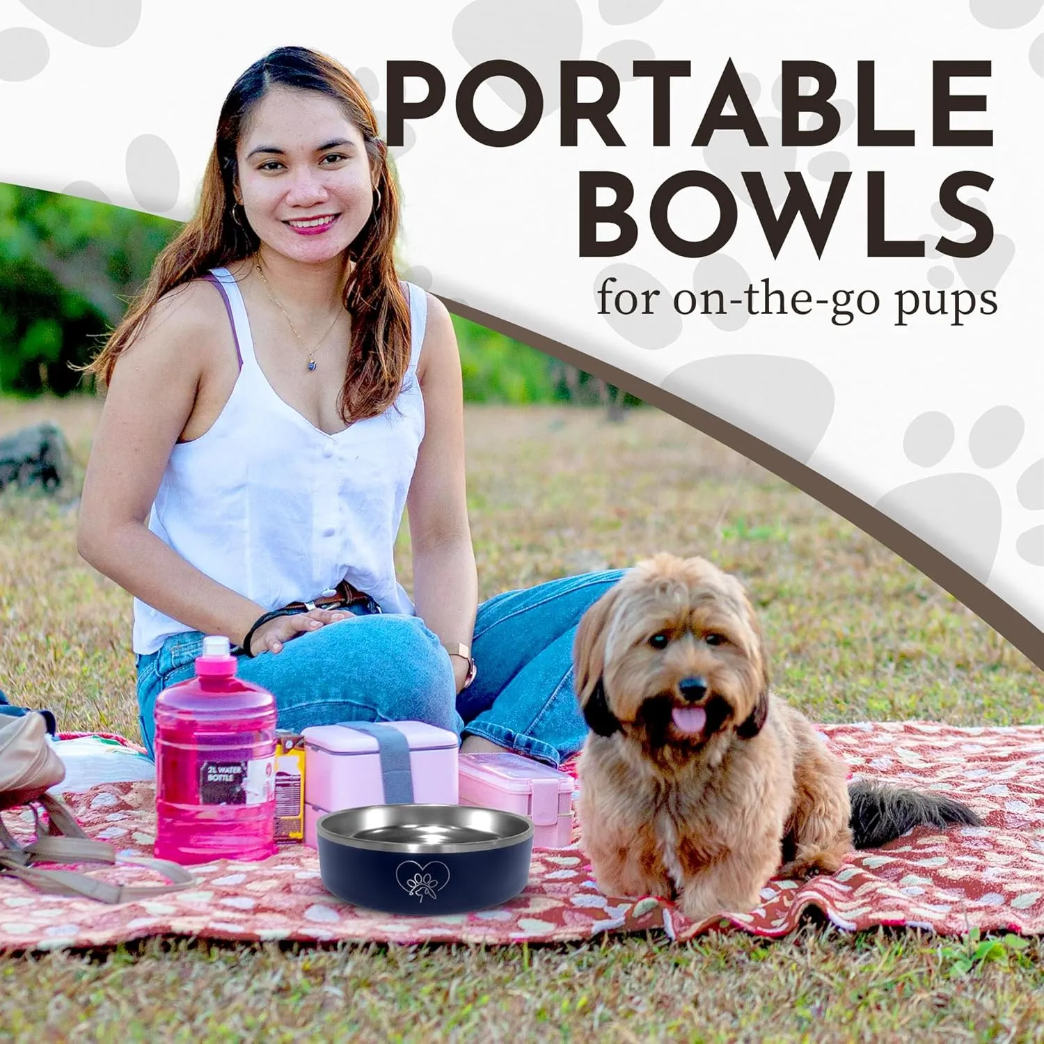 Watering Hole- Stainless Steel Dog Bowl, Insulated Dog Bowls, Non Slip, Diswasher Safe, Cats, Dog Food Bowls, Dog Water Bowl, Puppy Dog Bowl for Small Medium Dogs (Dark Blue, 18 oz)