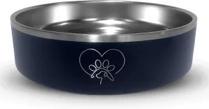 Watering Hole- Stainless Steel Dog Bowl, Insulated Dog Bowls, Non Slip, Diswasher Safe, Cats, Dog Food Bowls, Dog Water Bowl, Puppy Dog Bowl for Small Medium Dogs (Dark Blue, 18 oz)