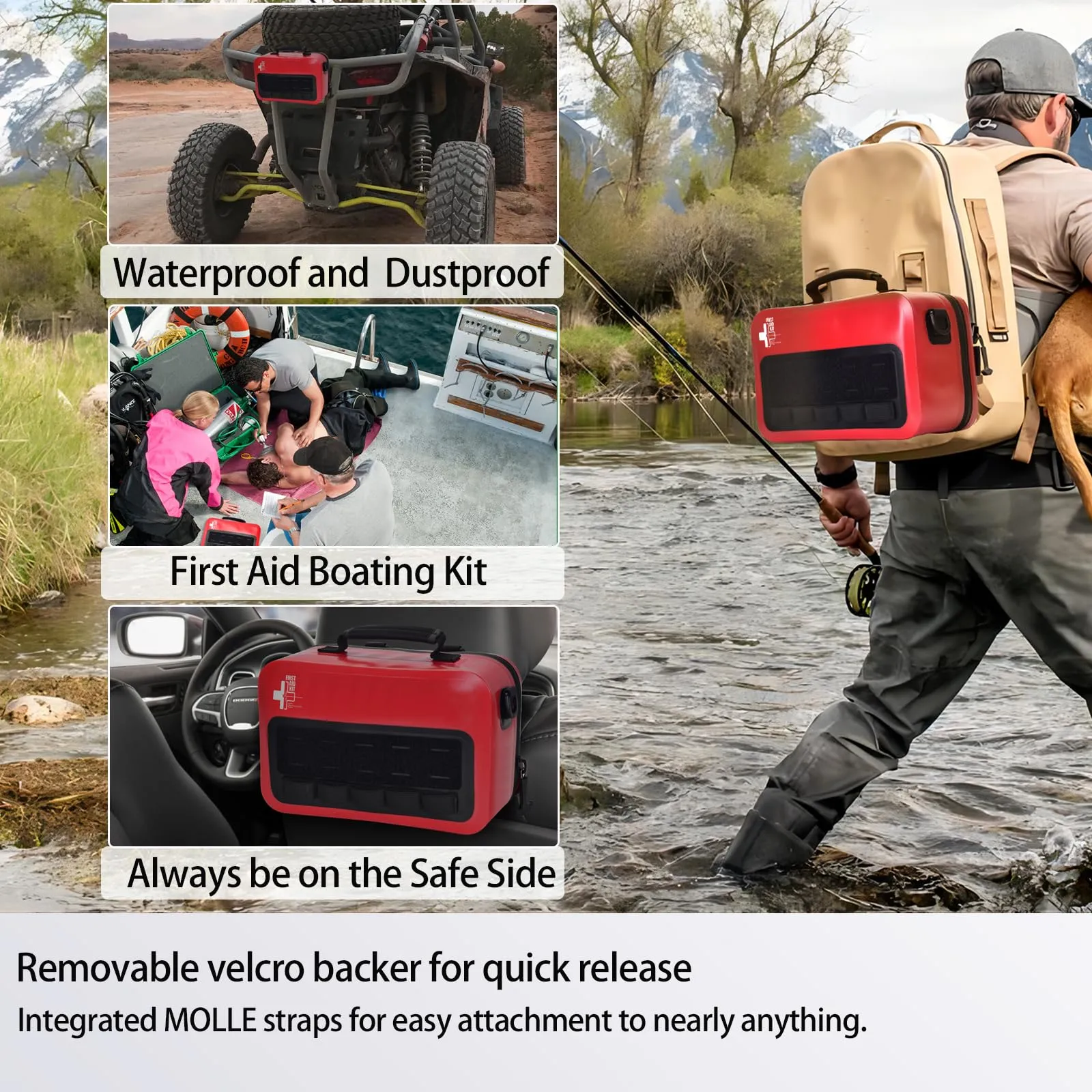 Waterproof First Aid Kit with Well Organized Labelled Compartments, First Aid Kits with Removable MOLLE System for Cars, Boats, Trucks, Outdoor Emergencies - Large First Aid Trauma Kits - 348 Piece